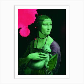 Neon Lady With Ermine Davinci Art Print