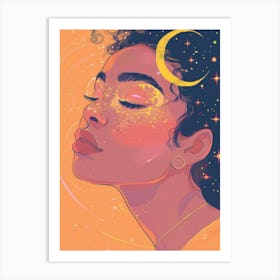 Moon black women Art Print