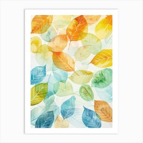 Watercolor Autumn Leaves 4 Art Print