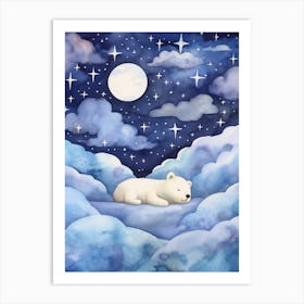 Baby Polar Bear 2 Sleeping In The Clouds Art Print