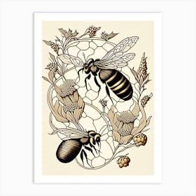 Colony Bees 3 William Morris Style Art Print