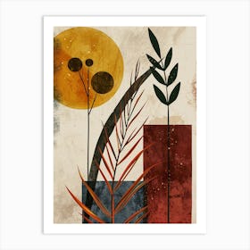 Abstract Painting plant and sun Art Print