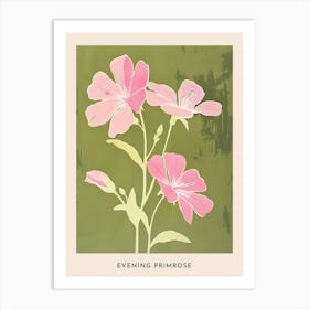 Pink & Green Evening Primrose 2 Flower Poster Art Print