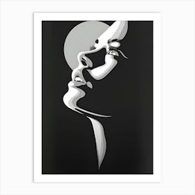 Face Woman black and White drawing Art Print
