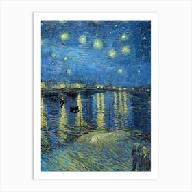 Black Cat Vincent Van Gogh S Starry Night Over The Rhone Art Print