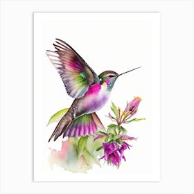 Black Chinned Hummingbird Cute Neon 1 Art Print