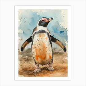 Humboldt Penguin Cooper Bay Watercolour Painting 1 Art Print