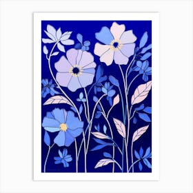 Blue Flower Illustration Asters 4 Art Print