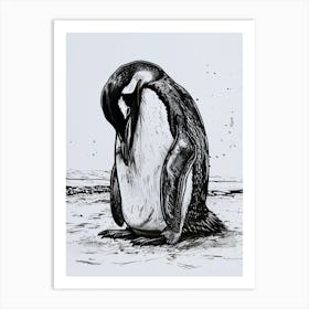 Emperor Penguin Preening Their Feathers 1 Art Print