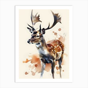 Deer Watercolor Painting Art Print