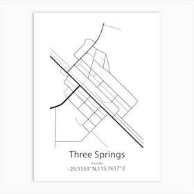 Three Springs,Australia Minimalist Map Art Print