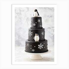 Silhouette Of An Endearing Penguin Figure Crafted From Rich Midnight Chocolate Cake Its Playful D Art Print