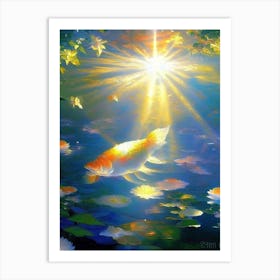 Kin Kikokuryu Koi Fish Monet Style Classic Painting Art Print