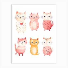 Watercolor Cats 5 Art Print