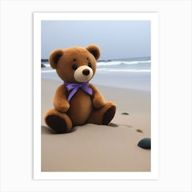 Teddy Bear On The Beach Art Print