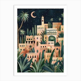 Moroccan Village At Night Art Print