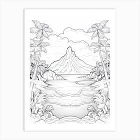 The Island Of Motunui (Moana) Fantasy Inspired Line Art 4 Art Print