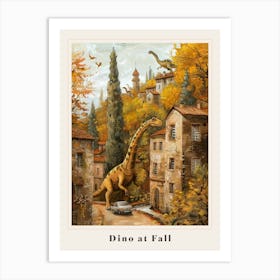 Dinosaurs In A Autumnal Mediterranean Painting 2 Poster Art Print