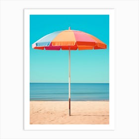 Beach Umbrella, Colorful, Pastel Colors, Beach, Preppy Aesthetic, Trendy Art Print