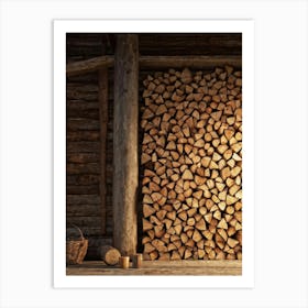 Stacked Firewood Each Log Meticulously Detailed To Showcase The Natural Wood Grain Different Shade Art Print