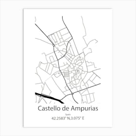 Castello De Ampurias,Spain Minimalist Map Art Print