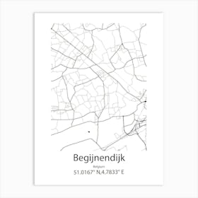 Begijnendijk,Belgium Minimalist Map Art Print