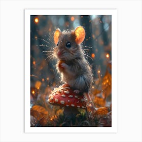 Mouse On A Mushroom 1 Art Print