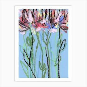 Abstract Blue Flowers  Art Print