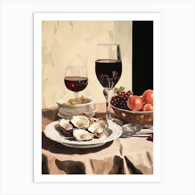 Atutumn Dinner Table With Oysters And Wine, Painting Art Print