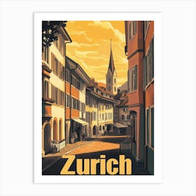 Aihrgdesign A Retro Travel Poster For Zurich 4 Art Print