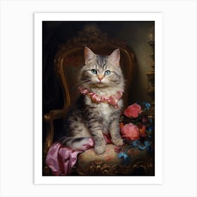 Royal Cat Portrait Rococo Style 3 Art Print