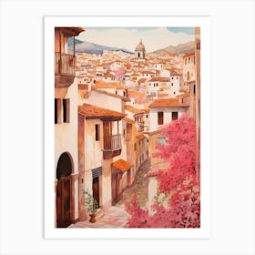 Granada Spain 7 Vintage Pink Travel Illustration Art Print