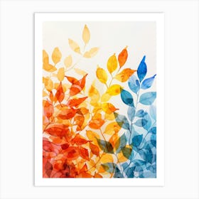 Watercolor Autumn Leaves 3 Art Print