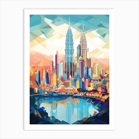 Kuala Lumpur, Malaysia, Geometric Illustration 1 Art Print