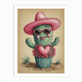 Cactus In Sombrero Art Print