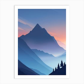 Misty Mountains Vertical Composition In Blue Tone 146 Art Print