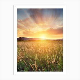 Sunset Over A Field 1 Art Print