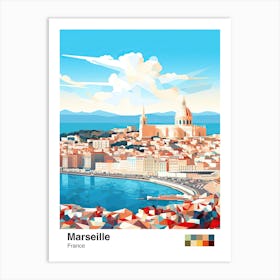 Marseille, France, Geometric Illustration 3 Poster Art Print