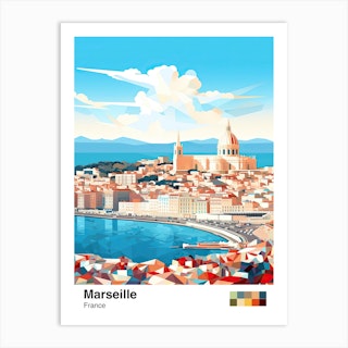 Affiche Marseille, Travel Poster Marseille City 