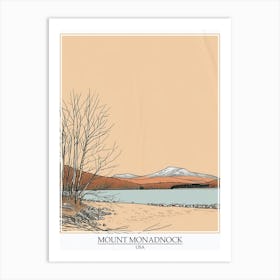 Mount Monadnock Usa Color Line Drawing 6 Poster Art Print