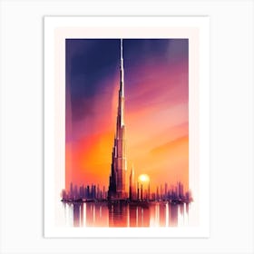 Burj Khalifa Watercolour 2 Art Print