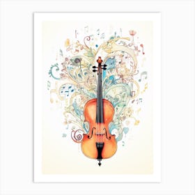 Musical Heart Instrument And Notes 1 Art Print