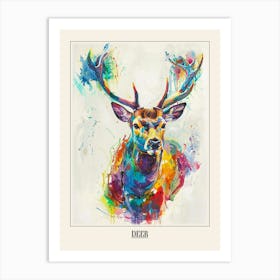 Deer Colourful Watercolour 1 Poster Art Print