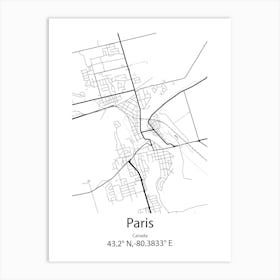 Paris,Canada Minimalist Map Art Print