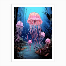 Box Jellyfish Pencil Drawing 4 Art Print
