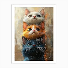 Cute Cats Stacked Together 15 Art Print