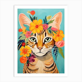 Ocicat Cat With A Flower Crown Painting Matisse Style 4 Art Print