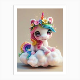 Unicorn On Cloud Art Print