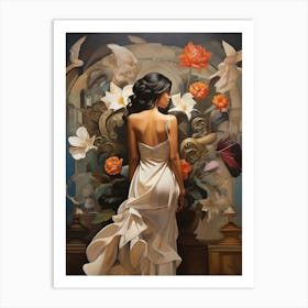 Woman In A White Dress Art Print