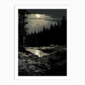 Moonlight In The Forest Art Print